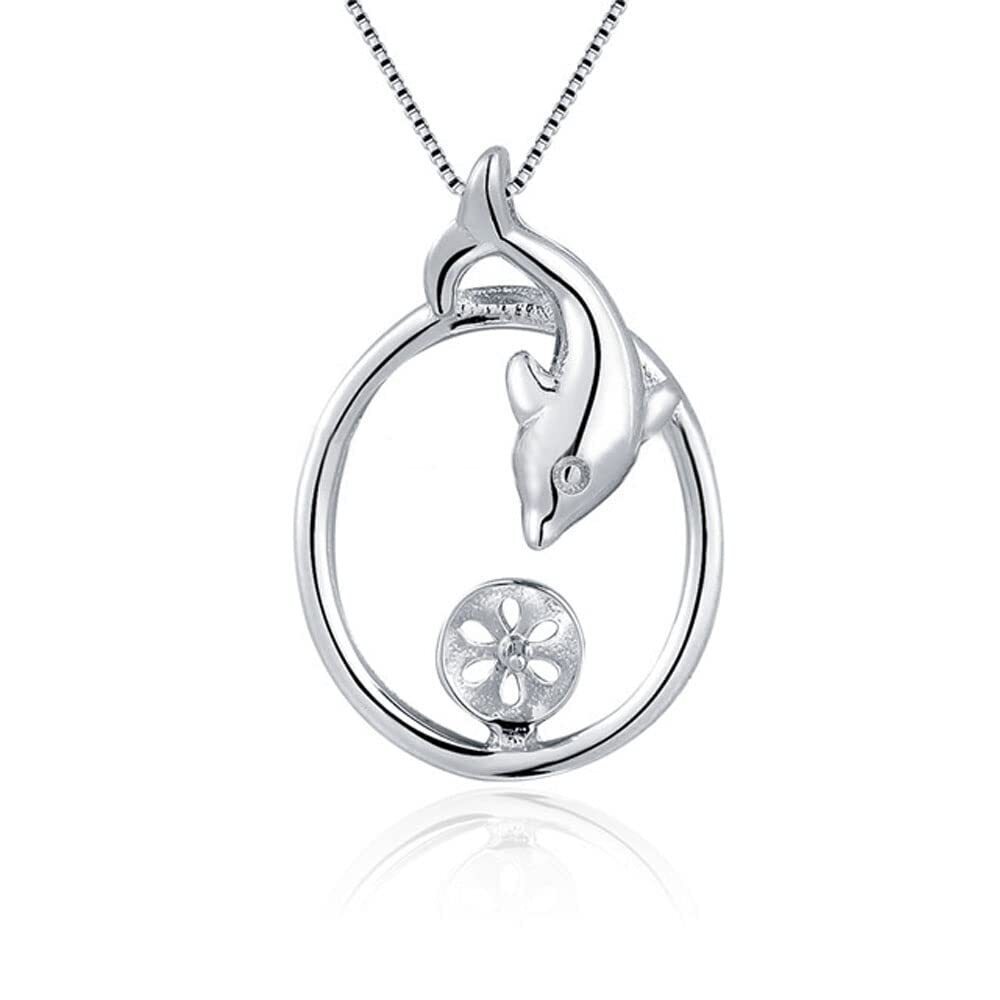 6188 Sterling Silver Dolphin Bail Pin Pendant Fitting for Pearl Jewelry